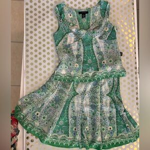 Jones Wear 2 piece Green and Blue Floral Dress
